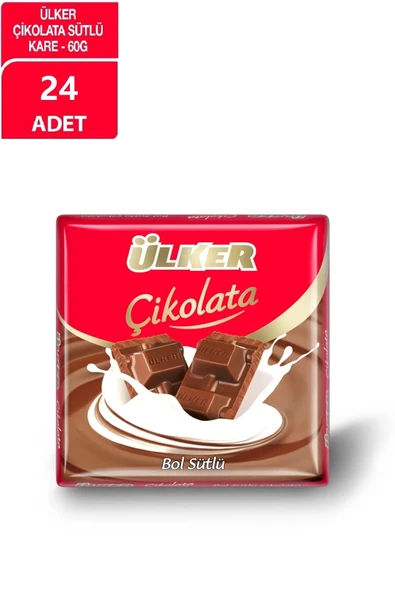 Ülker Sütlü Kare Çikolata 60 Gr X 24 Adet ürün görseli 1