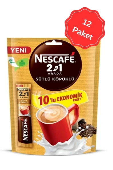 Nescafe 2si 1 Arada Sütlü Köpüklü Kahve 10G (10 Lu x 12 Paket) ürün görseli 1