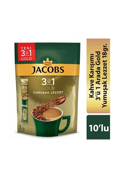 Jacobs 3'ü 1 Arada Gold Yumuşak Içim Karışım Kahve 10'lu Paket ürün görseli 1