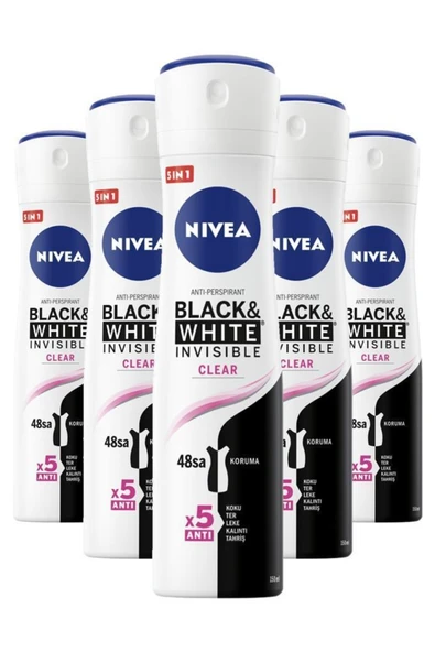 NIVEA Invisible Black White Clear Bayan Deodorant 150 ml X5 ürün görseli 1
