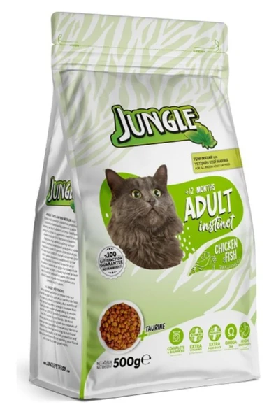 Jungle Yetişkin Kedi Maması Tavuk-Balıklı 500 Gr. ürün görseli 1