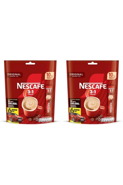 Nescafe 3ü1 Arada Original Granül Kahve 10'lu Paket (2 ADET) ürün görseli 1