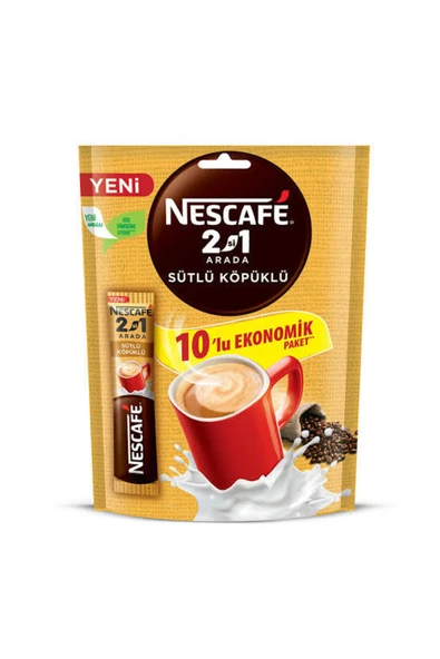 Nescafe 2si1 Arada Sütlü Köpüklü 10'lu Paket ürün görseli 1