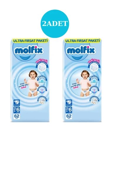 Molfix Bebek Bezi 6 Beden Ultra Fırsat Paketi 62x2 124 Adet ürün görseli 1