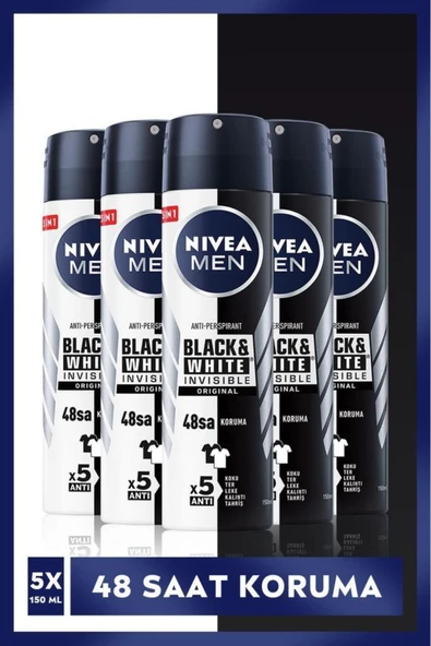 NIVEA Deodorant Men Erkek Sprey Black&white Invisible Original 48 Saat ürün görseli 1