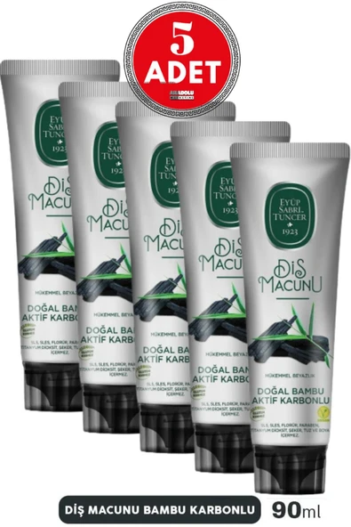 Eyüp Sabri Tuncer Diş Macunu Bambu Karbonlu 90 ml x 5 Adet ürün görseli 1