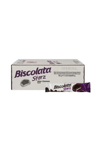 Biscolata Starz Bitter Çikolata Kakaolu Bisküvi 82 gr X 24 Ad ürün görseli 1