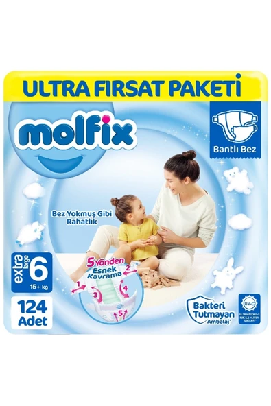 Molfix Bebek Bezi 6 Beden Ultra Fırsat Paketi 62x2 124 Adet ürün görseli 1
