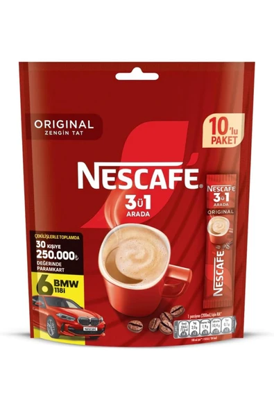 Nescafe 3ü1 Arada Original Granül Kahve 10'lu Paket ürün görseli 1
