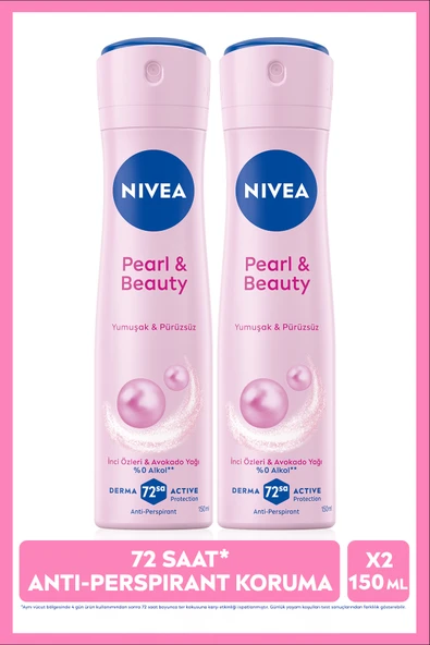 NIVEA Kadın Sprey Deodorant Pearl&Beauty 150ml, 72 Saat Terlemeye Karşı Koruma, X2 Adet, Avantajlı Paket ürün görseli 1