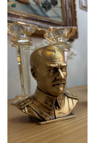 Özkatelier Dekoratif Üniformalı Atatürk Masaüstü Biblo Gold ürün görseli 1