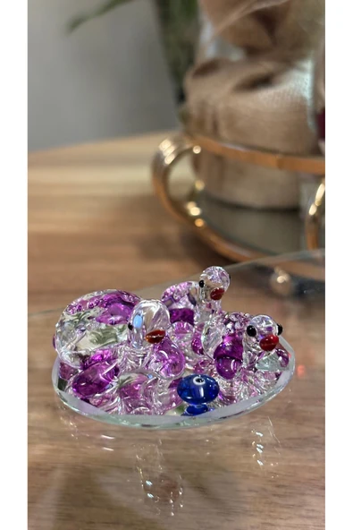 Ozk Atelier Dekoratif Kristal Cam Kaplumbağa Ailesi Mor ürün görseli 1