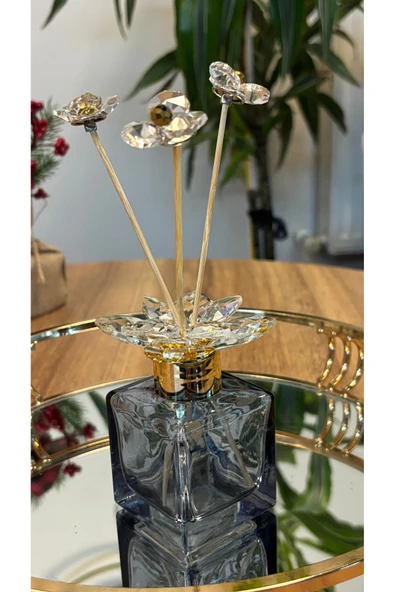 Ozk Atelier Dekoratif Kristal Cam Oda Koku Şişesi Füme-Gold ürün görseli 1