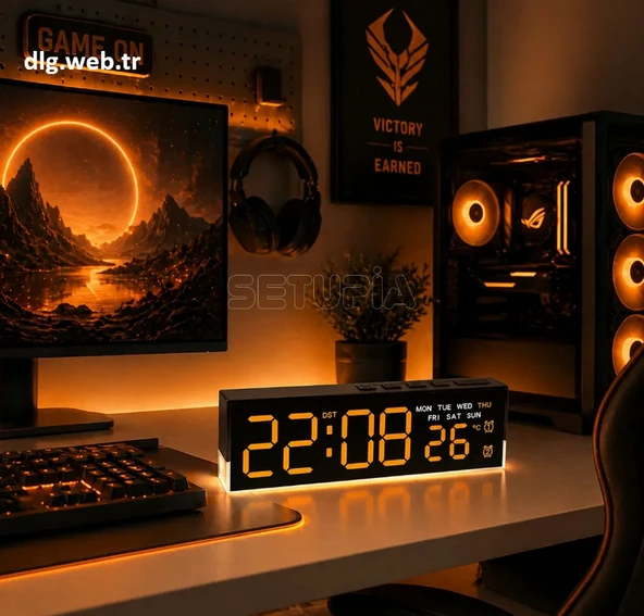 DLG Akıllı LED Dijital Çift Alarmlı Saat Ayarlanabilir Parlaklık Gece Işığı Turuncu ürün görseli 1