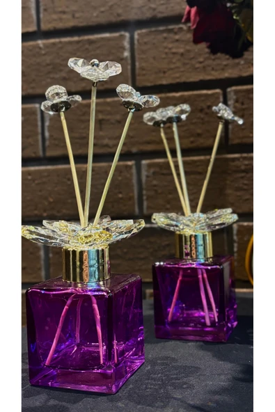 Ozk Atelier Dekoratif Kristal Cam Oda Koku Şişesi Mor-Gold ürün görseli 1