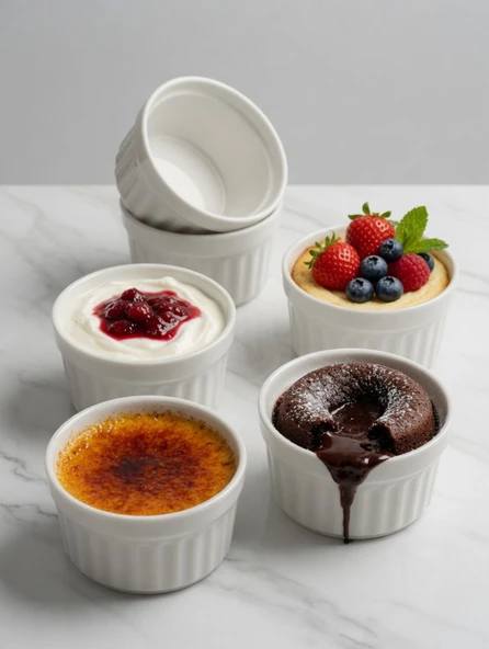 GreatHome beyaz porselen sufle kabı 6'lı ürün görseli 1