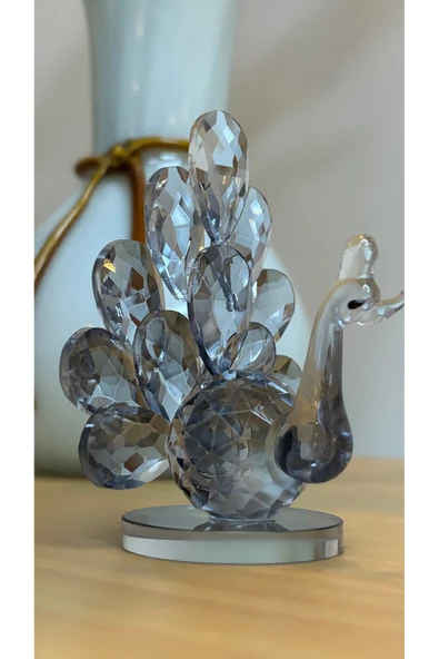 Ozk Atelier Dekoratif Kristal Cam Mini Boy Tavus Kuşu Füme ürün görseli 1