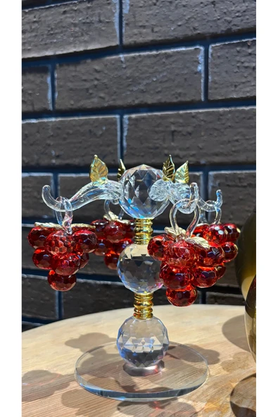 Ozk Atelier Dekoratif Kristal Cam Dörtlü Salkım Üzüm Kırmızı ürün görseli 1