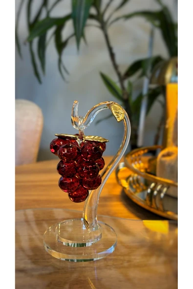 Ozk Atelier Dekoratif Kristal Cam Tekli Sarkık Üzüm Kırmızı ürün görseli 1