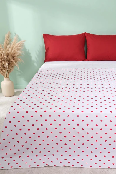 Mini Kalp Desenli Çift Kişilik Baskılı Pike & Yatak Örtüsü 200x230 cm ürün görseli 1