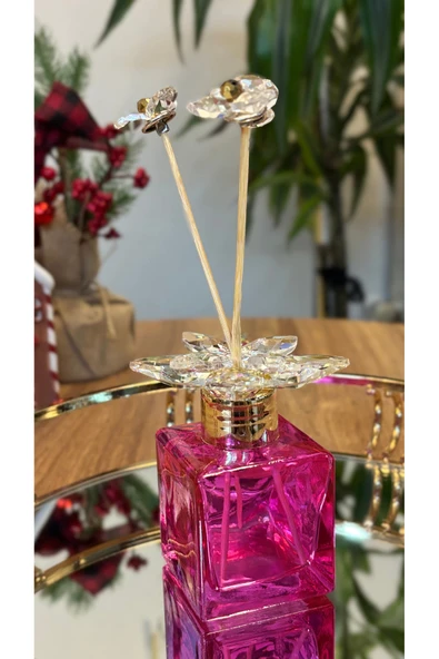 Ozk Atelier Dekoratif Kristal Cam Oda Koku Şişesi Pembe-Gold ürün görseli 1