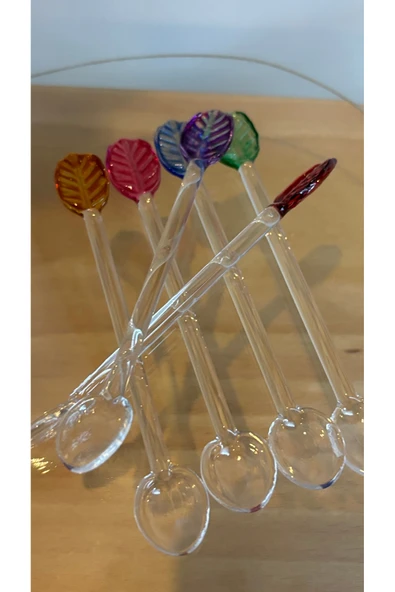 Ozk Atelier Kristal Cam 6’lı Yaprak Detaylı Mini Çay-Sunum Kalığı ürün görseli 1