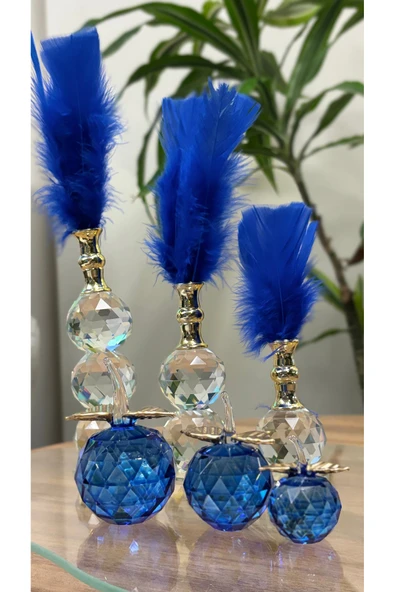 Ozk Atelier Dekoratif Kristal Cam Premium Mavi İkili Set ürün görseli 1