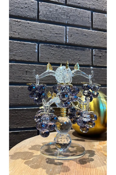 Ozk Atelier Dekoratif Kristal Cam Sekizli Salkım Üzüm Füme ürün görseli 1