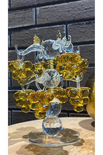 Ozk Atelier Dekoratif Kristal Cam Sekizli Salkım Üzüm Sarı ürün görseli 1