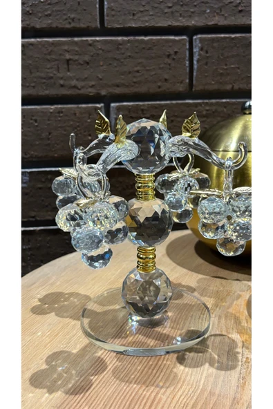 Ozk Atelier Dekoratif Kristal Cam Dörtlü Salkım Üzüm Şeffaf-Gold ürün görseli 1