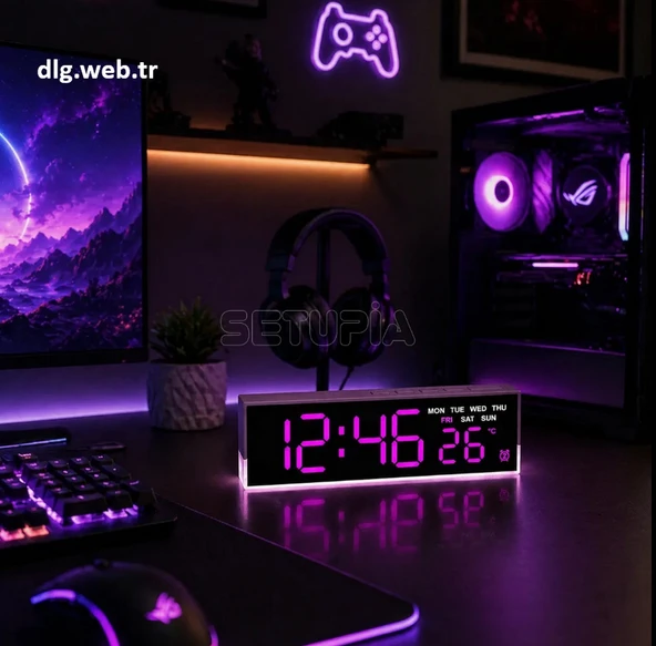 DLG Akıllı LED Dijital Çift Alarmlı Saat Ayarlanabilir Parlaklık Gece Işığı Pembe ürün görseli 1