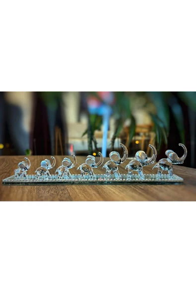 Ozk Atelier Dekoratif Kristal Cam Yedili Fil Gümüş ürün görseli 1