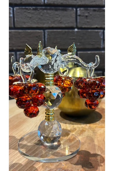Ozk Atelier Dekoratif Kristal Cam Dörtlü Salkım Üzüm Turuncu ürün görseli 1