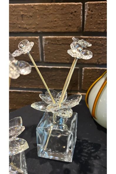 Ozk Atelier Dekoratif Kristal Cam Oda Koku Şişesi Şeffaf-Gümüş ürün görseli 1