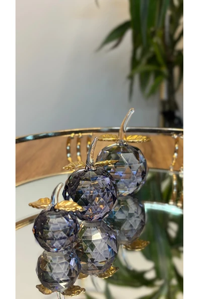 Kiri Dekoratif Kristal Cam Üçlü Elma Füme Gold ürün görseli 1