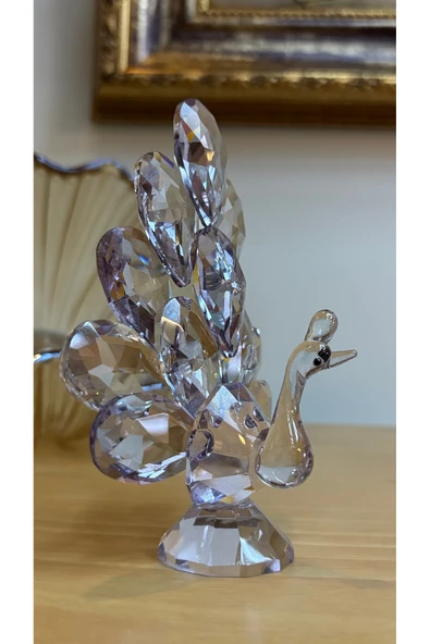 Ozk Atelier Dekoratif Kristal Cam Mini Boy Tavus Kuşu Mor ürün görseli 1