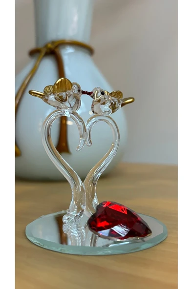 Ozk Atelier Dekoratif Kristal Cam Sevgi Kuşları ürün görseli 1