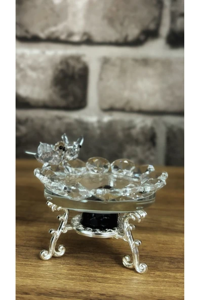 Ozk Atelier Dekoratif Kristal Cam Şeffaf Sunumluk Gümüş ürün görseli 1