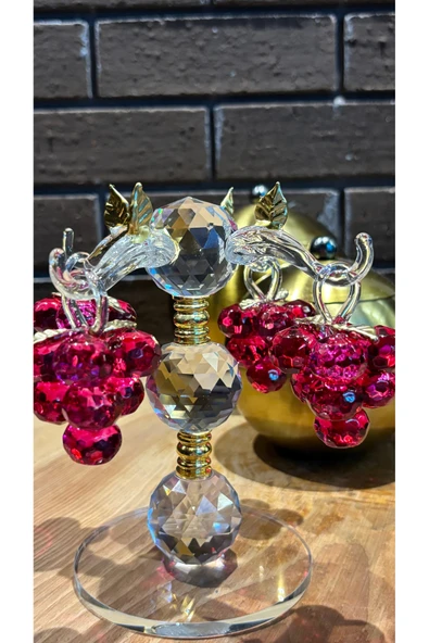 Ozk Atelier Dekoratif Kristal Cam Dörtlü Salkım Üzüm Pembe ürün görseli 1