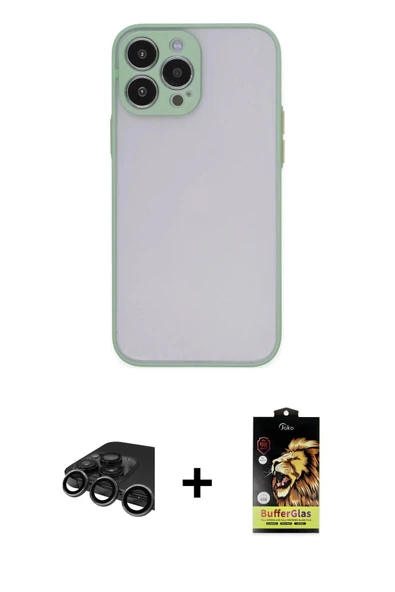 MARSİLYAN™- iPhone 15 Pro Kılıf Ahenk Çizgi Serisi - Siyah Buffer Cam Ekran Koruyucu + Raze Metal Kamera Lens - TMGI ürün görseli 1