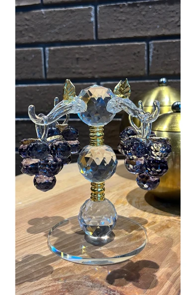 Ozk Atelier Dekoratif Kristal Cam Dörtlü Salkım Üzüm Füme ürün görseli 1