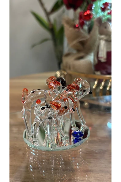 Ozk Atelier Dekoratif Kristal Cam Ceylan Ailesi Turuncu ürün görseli 1