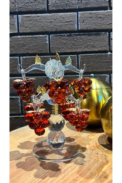 Ozk Atelier Dekoratif Kristal Cam Sekizli Salkım Üzüm Turuncu ürün görseli 1