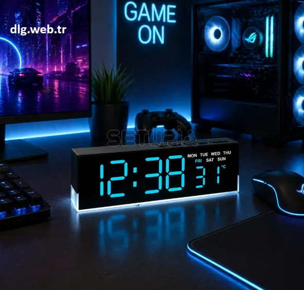 DLG Akıllı LED Dijital Çift Alarmlı Saat Ayarlanabilir Parlaklık Gece Işığı Mavi ürün görseli 1