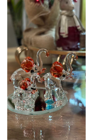 Ozk Atelier Dekoratif Kristal Cam Fil Ailesi Turuncu ürün görseli 1