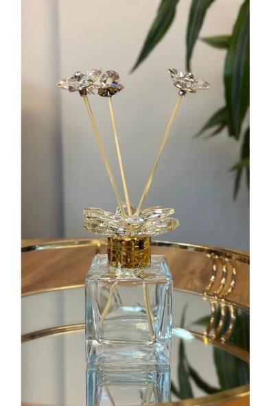 Ozk Atelier Dekoratif Kristal Cam Oda Koku Şişesi Şeffaf-Gold ürün görseli 1