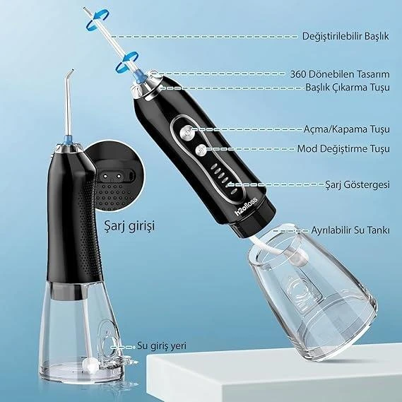 H2ofloss IPX7 Şarjlı Ağız Duşu Siyah ürün görseli 1