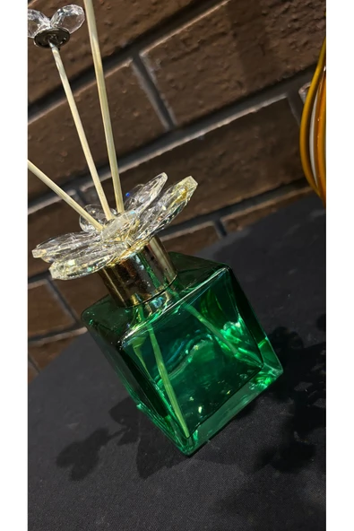 Ozk Atelier Dekoratif Kristal Cam Oda Koku Şişesi Yeşil-Gold ürün görseli 1