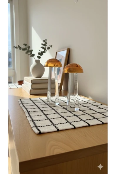 Ozk Atelier Dekoratif Kristal Cam İkili Mantar Turuncu ürün görseli 1