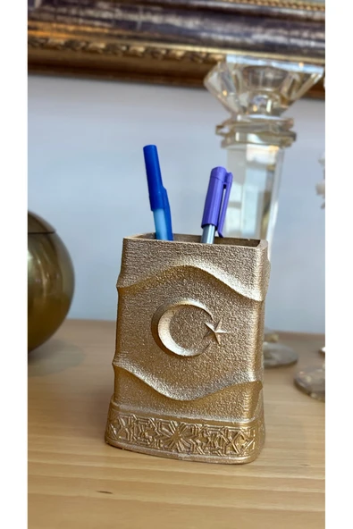 Özkatelier Dekoratif Ay Yıldızlı Kalemlik Gold ürün görseli 1